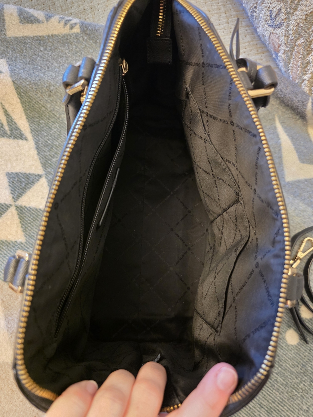 Michael Kors Black Saffiano Satchel with Gold Hardware - Picture 3 of 6